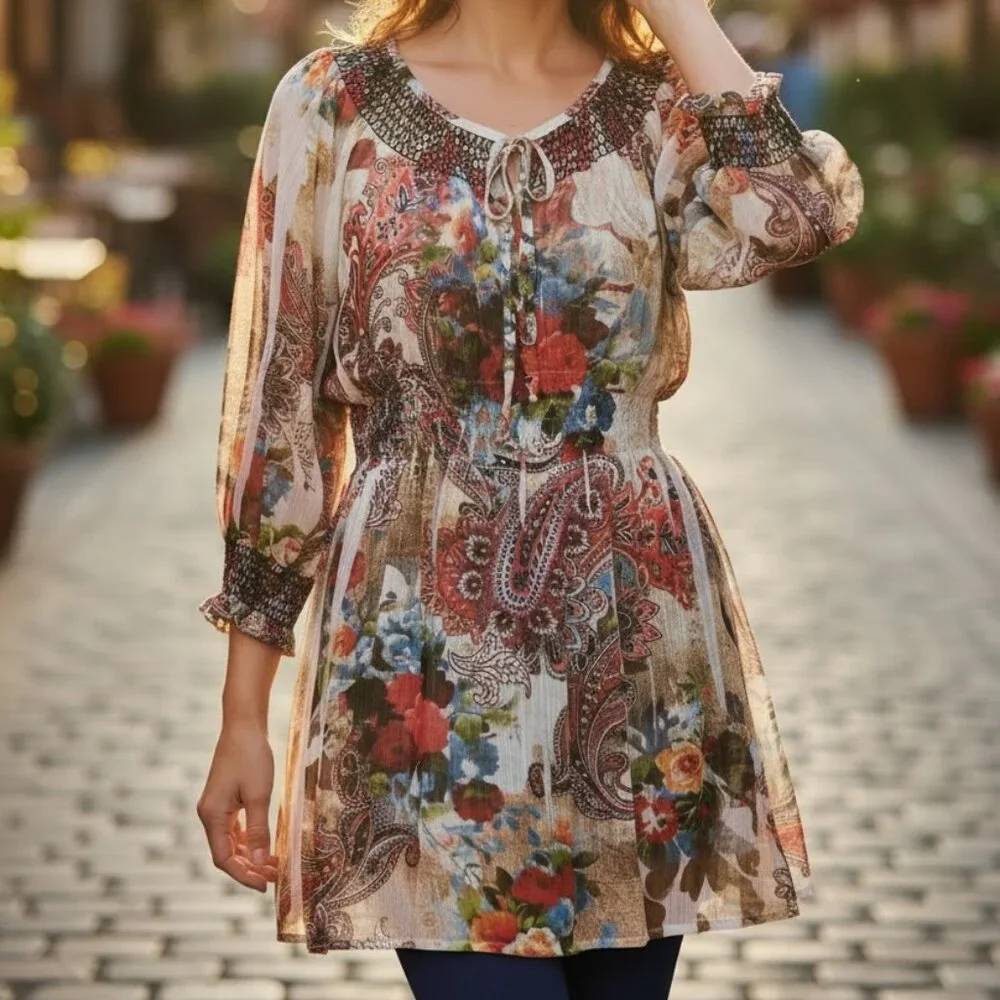Mushka By Sienna Rose Women's Top Blouse Sheer Tunic XL